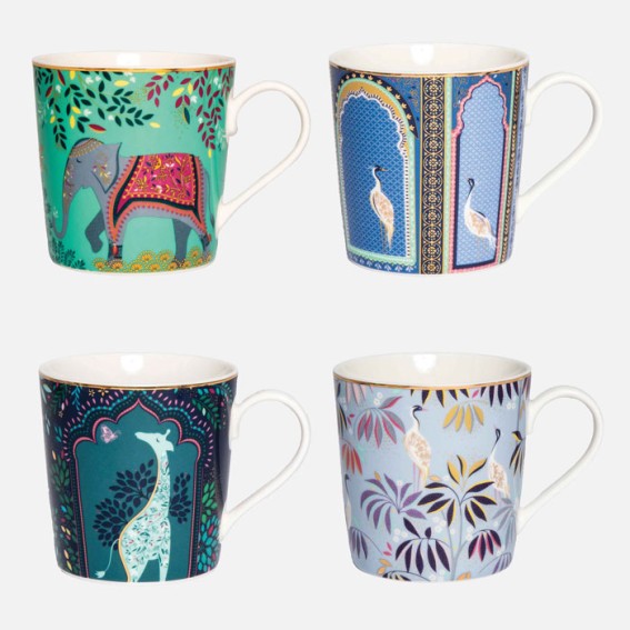 India Mugs - Assorted Set of 4  