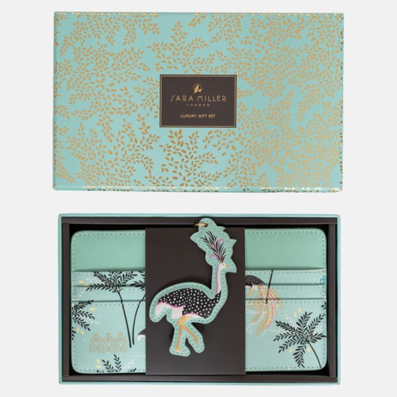 Mint Ostrich & Palms Travel Organiser and Keyring Gift Set